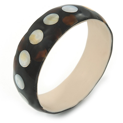 Dotted Shell Round Bangle Bracelet (Brown, White, Black) - 20cm L