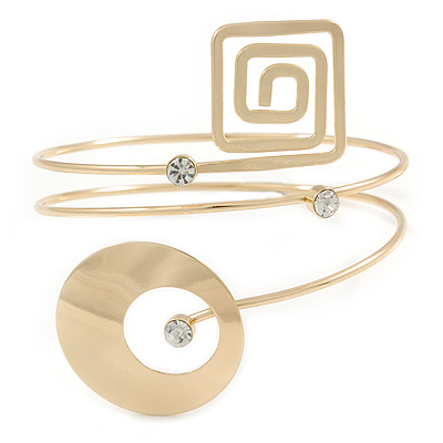 Open Circle And Square Upper Arm/ Armlet Bracelet In Gold Tone - 27cm L
