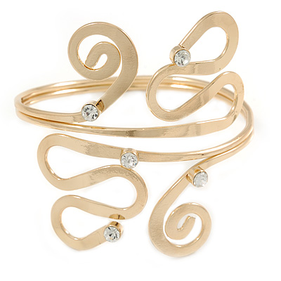 Polished Gold Tone Curls and Loops Upper Arm/ Armlet Bracelet - Adjustable