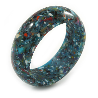 Light Blue Resin with Mosaic Effect Bangle Bracelet - Medium - 17cm L