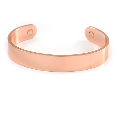 Wide Men Women Copper Magnetic Cuff Bracelet with Two Magnets - Adjustable Size - 7½" (19cm )