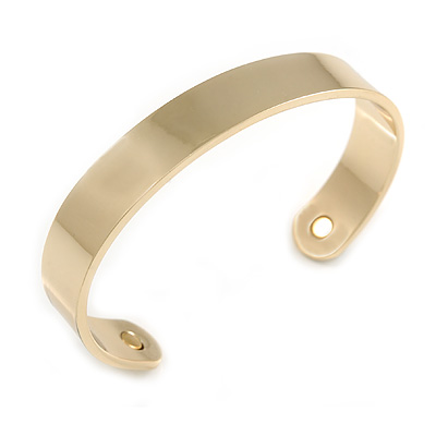 Wide Men Women Copper Magnetic Cuff Bracelet in Gold Finish with Two Magnets - Adjustable Size - 7½" (19cm )