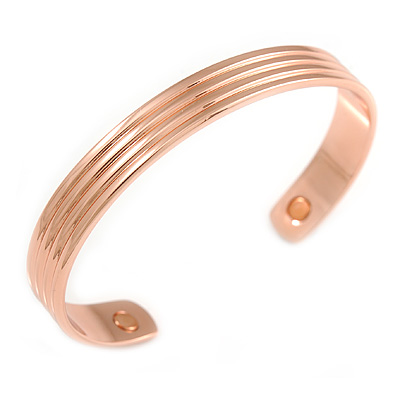 Men Women Copper Magnetic Cuff Bracelet with Two Magnets - Adjustable Size - 7½" (19cm )
