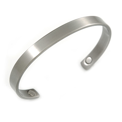 Men Women Copper Magnetic Cuff Bracelet In Pewter Finish with Two Magnets - Adjustable Size - 7½" (19cm )