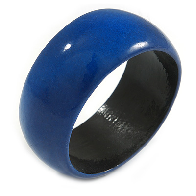 Blue Wood Bangle Bracelet - Medium - up to 18cm L(Possible Natural Irregularities)