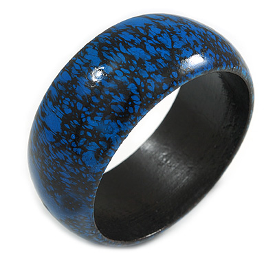 Blue/ Black Wood Bangle Bracelet