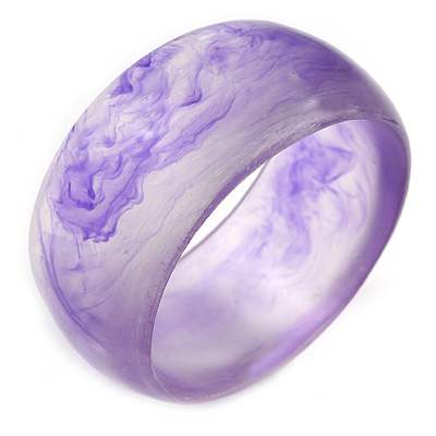 Off Round Abstract Watery Purple Acrylic Bangle Bracelet - Medium Size
