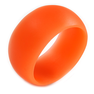 Off Round Acrylic Bangle Bracelet In Peach Orange Matte Finish - Medium Size