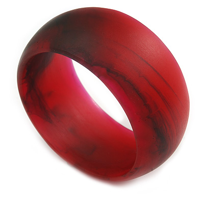 Off Round Blurred Red/ Black Acrylic Bangle Bracelet Matte Finish - Medium Size