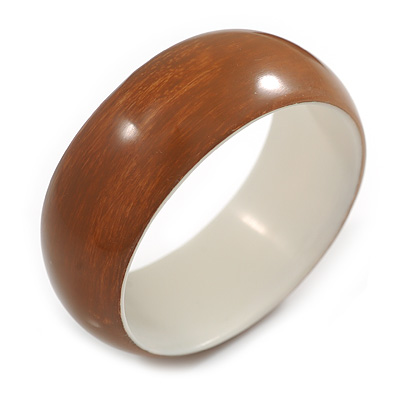 Brown Acrylic Off Round Bangle Bracelet - Medium Size