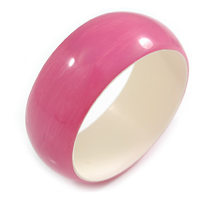 Pink Acrylic Off Round Bangle Bracelet - Medium Size