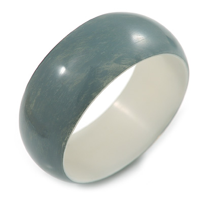 Grey Acrylic Off Round Bangle Bracelet - Medium Size