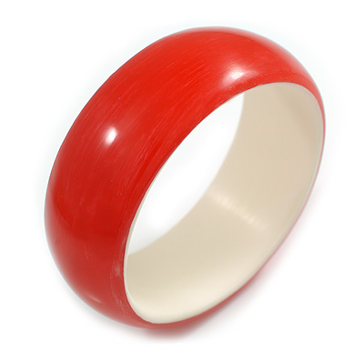Red Acrylic Off Round Bangle Bracelet - Medium Size