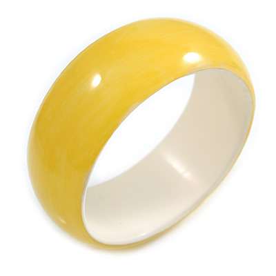 Lemon Yellow Acrylic Off Round Bangle Bracelet - Medium Size