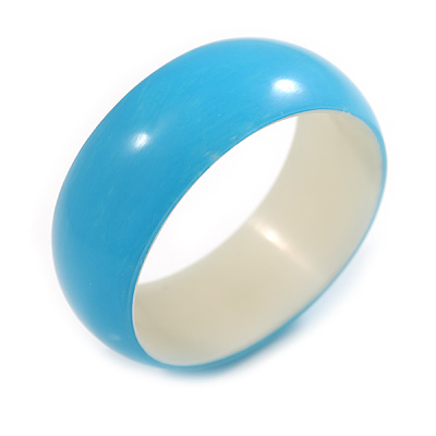 Light Blue Acrylic Off Round Bangle Bracelet - Medium Size