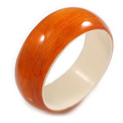 Rusty Orange Acrylic Off Round Bangle Bracelet - Medium Size
