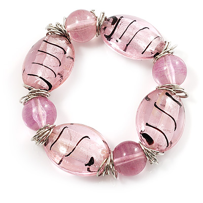 Bold Pink Glass Flex Bracelet