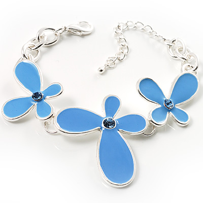 Blue Enamel Floral Bracelet