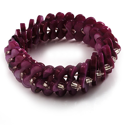 Violet Purple Shell Stretch Bracelet - main view