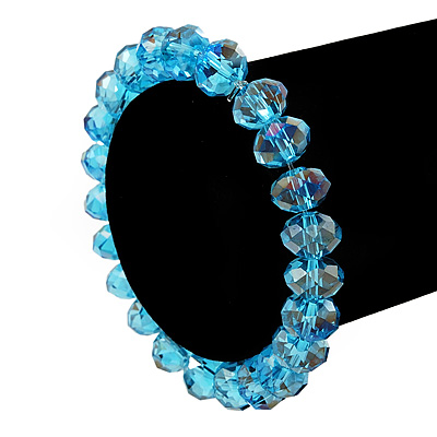Azure Blue Glass Flex Bracelet - 18cm Length