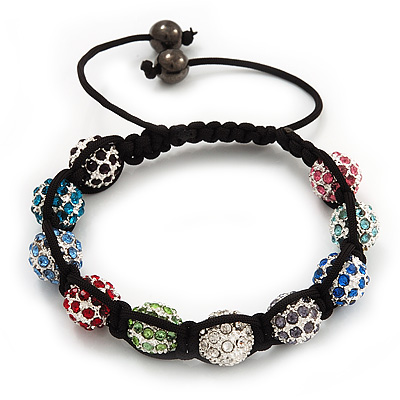 Unisex Bracelet Crystal Multicoloured Crystal Beads 10mm - Adjustable
