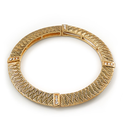 Burn Gold Textured Diamante Flex Bracelet - 19cm Length