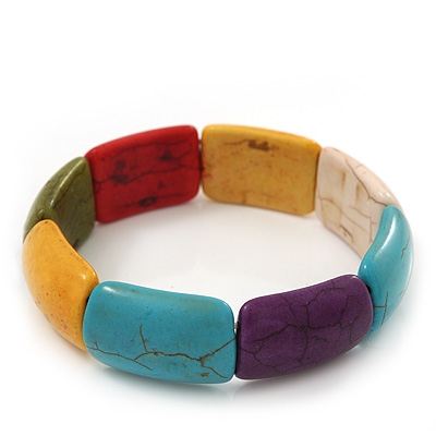 Multicoloured Stone Flex Bracelet - up to 20cm Length
