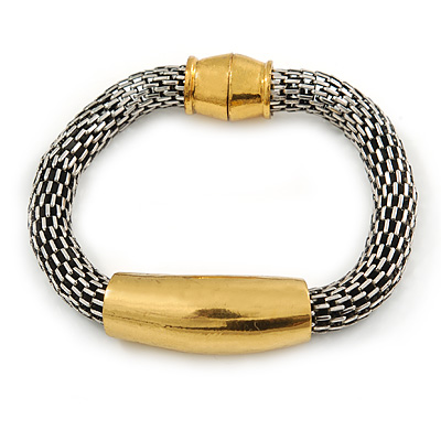 Burn Silver/ Gold Tone Mesh Magnetic Bracelet - 20cm Length