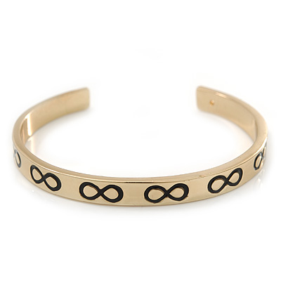 Polished Gold Tone 'Infinity' Slip-On Cuff Bracelet - up to 21cm