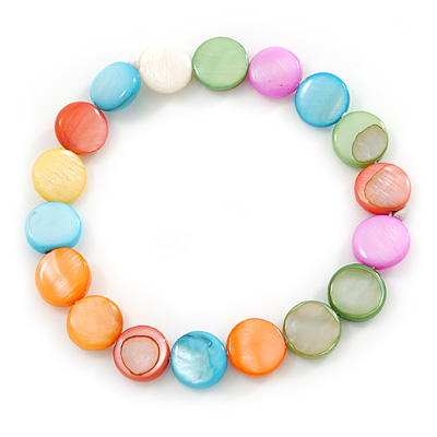 Multicoloured Shell Flex Bracelet - Adjustable up to 20cm L
