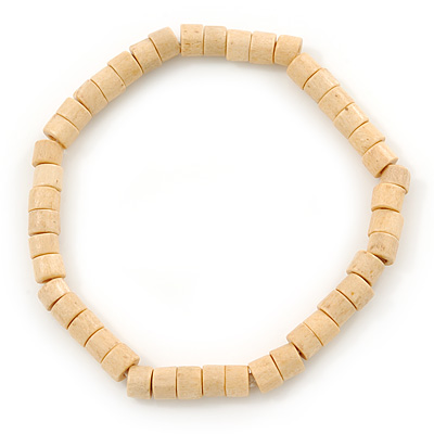 Unisex Natural Wood Bead Flex Bracelet - up to 21cm L
