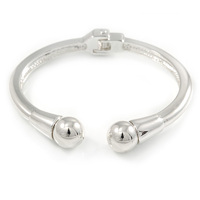 Silver Plated Double Ball Hinged Bangle Bracelet - 19cm L