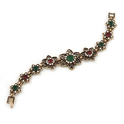 Vintage Inspired Turkish Style Floral Bracelet In Bronze Tone - 17cm L