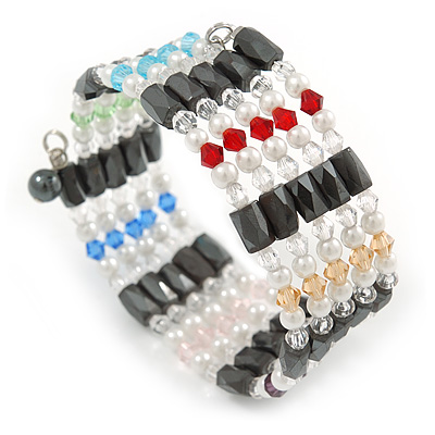 Hematite, Pearl, Glass Bead Magnetic Necklace/ Bracelet (Grey, White, Red, Blue, Green) - 90cm Total Length