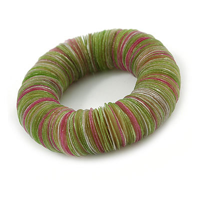 Lime Green/ Pink Shell Flex Bracelet - 17cm L - main view