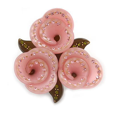 Bunch Of Roses Pink Plastic Brooch - main view
