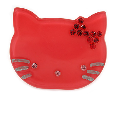 Little Kitty Plastic Brooch (Pink) - main view