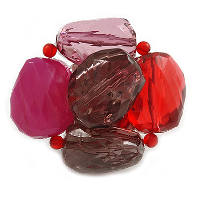 Asymmetrical Red Bold Plastic Brooch - main view