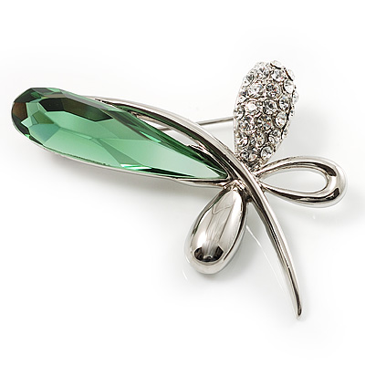 Contemporary Crystal Butterfly Brooch (Green&Clear)