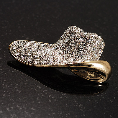 Gold Plated Crystal Hat Brooch