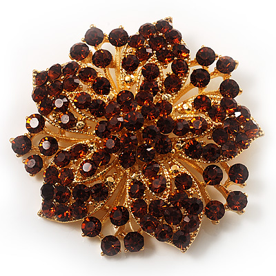 Victorian Corsage Flower Brooch (Amber Coloured)
