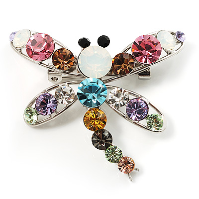 Crystal Dragonfly Brooch (Multicoulored) - main view