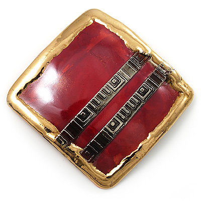 'Red Square' Ethnic Brooch