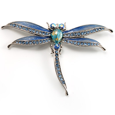 Blue Enamel Dragonfly Brooch