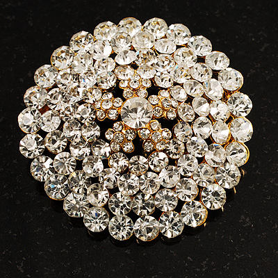 Clear Crystal Corsage Brooch (Gold Tone)