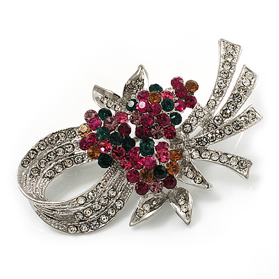 Stunning Bow Corsage Crystal Brooch (Multicoloured)