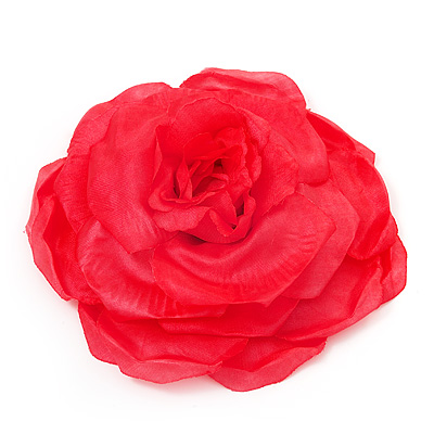 Large Pink Fabric Rose Brooch
