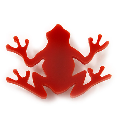 Orange Acrylic Frog Brooch