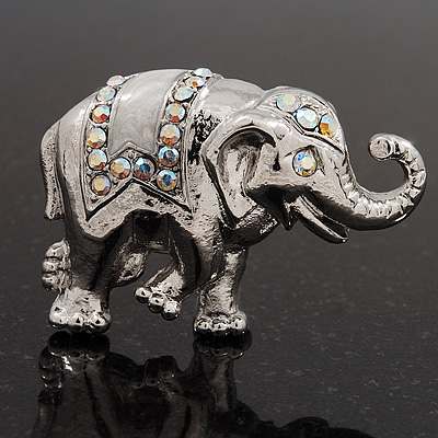 Silver Plated 'Fortunate Elephant' Brooch - main view