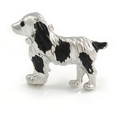 Small Dog Brooch In Silver Tone - 30mm Across